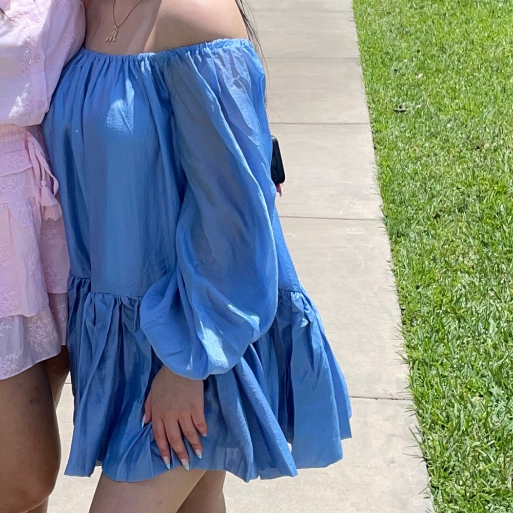 Blue Off-Shoulder Dress